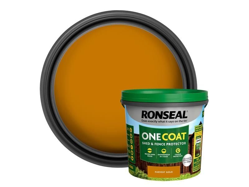 Ronseal One Coat Shed & Fence Treatment 5L Harvest Gold - Image 1