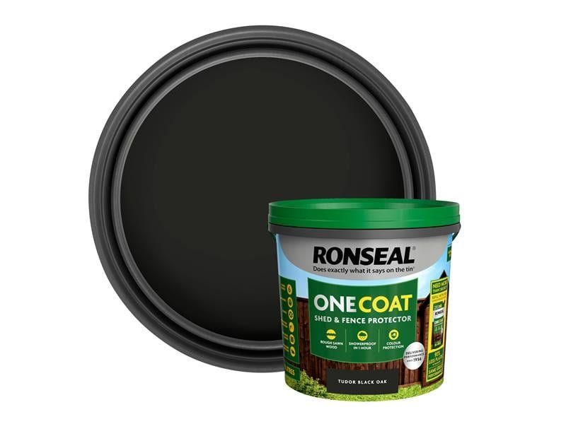Ronseal One Coat Shed & Fence Protector 5L Tudor Black Oak - Image 1