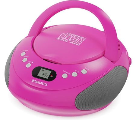 Bluetooth Boombox with FM Radio and CD Player - Pink