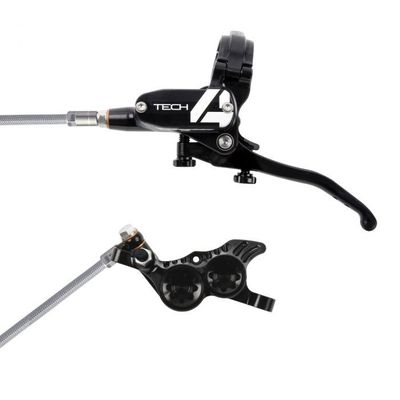 Hope Tech 4 V4 Hydraulic Disc Brake - Black / BlackFront Right HandBraided