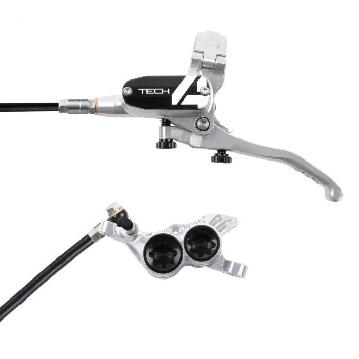 Hope Tech 4 V4 Hydraulic Disc Brake - Silver / BlackFront Right HandStandard Black - Image 1