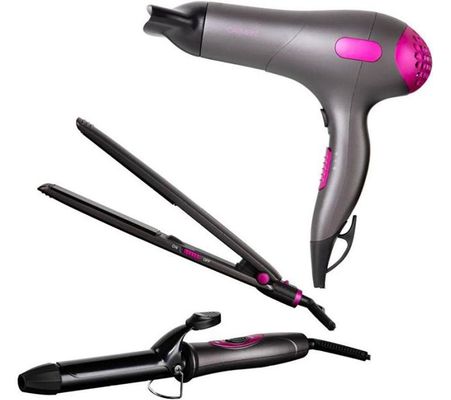 Gift Set Dryer, Curler, Straightener - Black