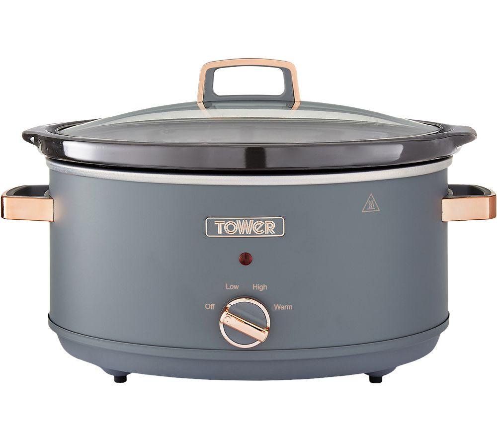 TOWER Cavaletto T16043GRY Slow Cooker - Grey, Silver/Grey - Image 1