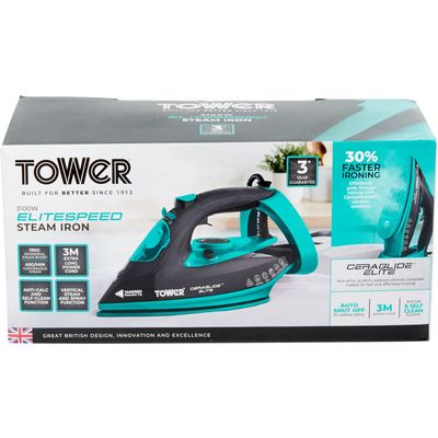 TOWER CeraGlide T22013TL Steam Iron - Teal, Green,Black