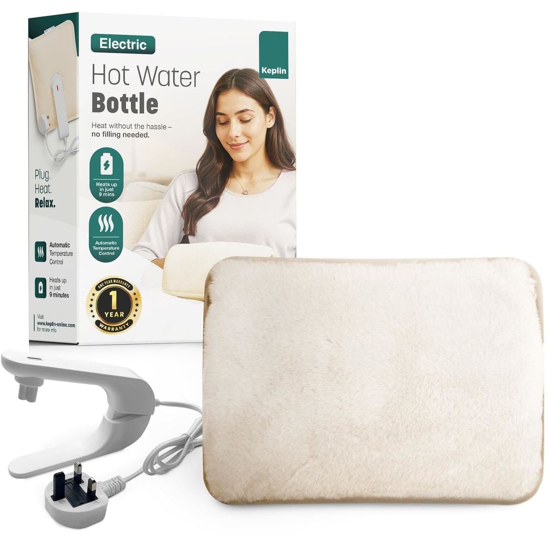KEPLIN Rechargeable Electric Hot Water Bottle - Auto Shut-Off, 65°C Max - Cream - Image 1