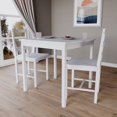 Yorkshire Dining Set - White / 2 Chairs, Table