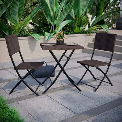 Capri 2 Seater Rattan Bistro Set - Brown
