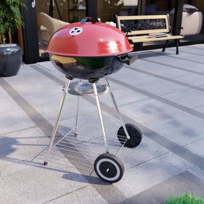 Memphis Freestanding Kettle Grill BBQ - Red and Black