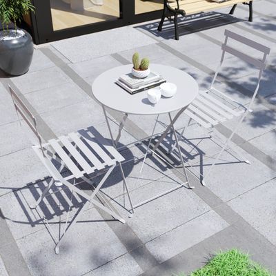 Porto 2 Seater Metal Bistro Set - Light Grey