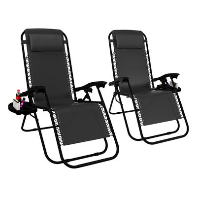 2 Pack Zero Gravity Chairs - Grey - Thumbnail 2