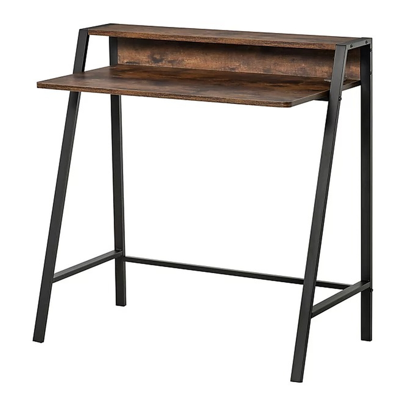 Homcom Desk Writing Rustic Brown/White - Image 1