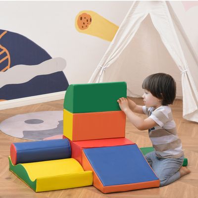HOMCOM 7 Piece Kids Soft Foam Puzzle Play Set - Multicoloured