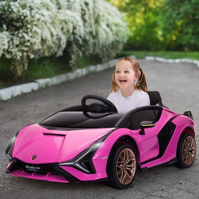 HOMCOM Licensed Lamborghini SIAN 12VElectric Ride On Car - Pink