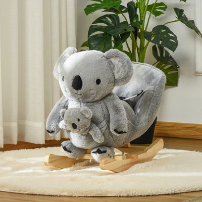 HOMCOM Kids Plush Ride-On Rocking Koala - Grey