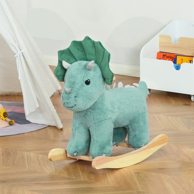 HOMCOM Kids Plush Ride-On Rocking Triceratops - Green