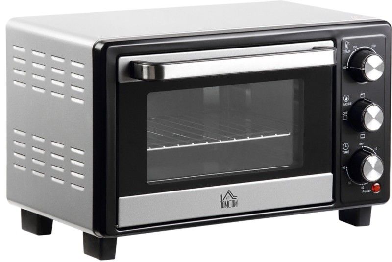 HOMCOM 16L Countertop Mini Oven with Crumb Tray - Silver - Image 1