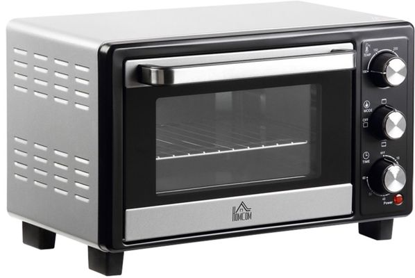 HOMCOM 16L Countertop Mini Oven with Crumb Tray - Silver