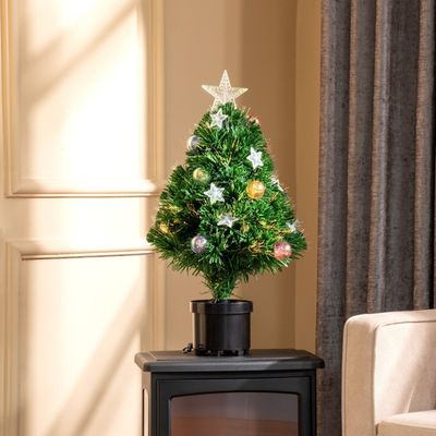 HOMCOM 2ft Tabletop Pre-lit Artificial Christmas Tree with LED Lights - Green