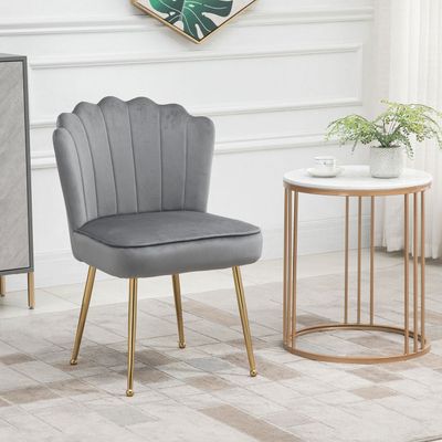 HOMCOM Velvet Shell Luxe Accent Chair - Grey