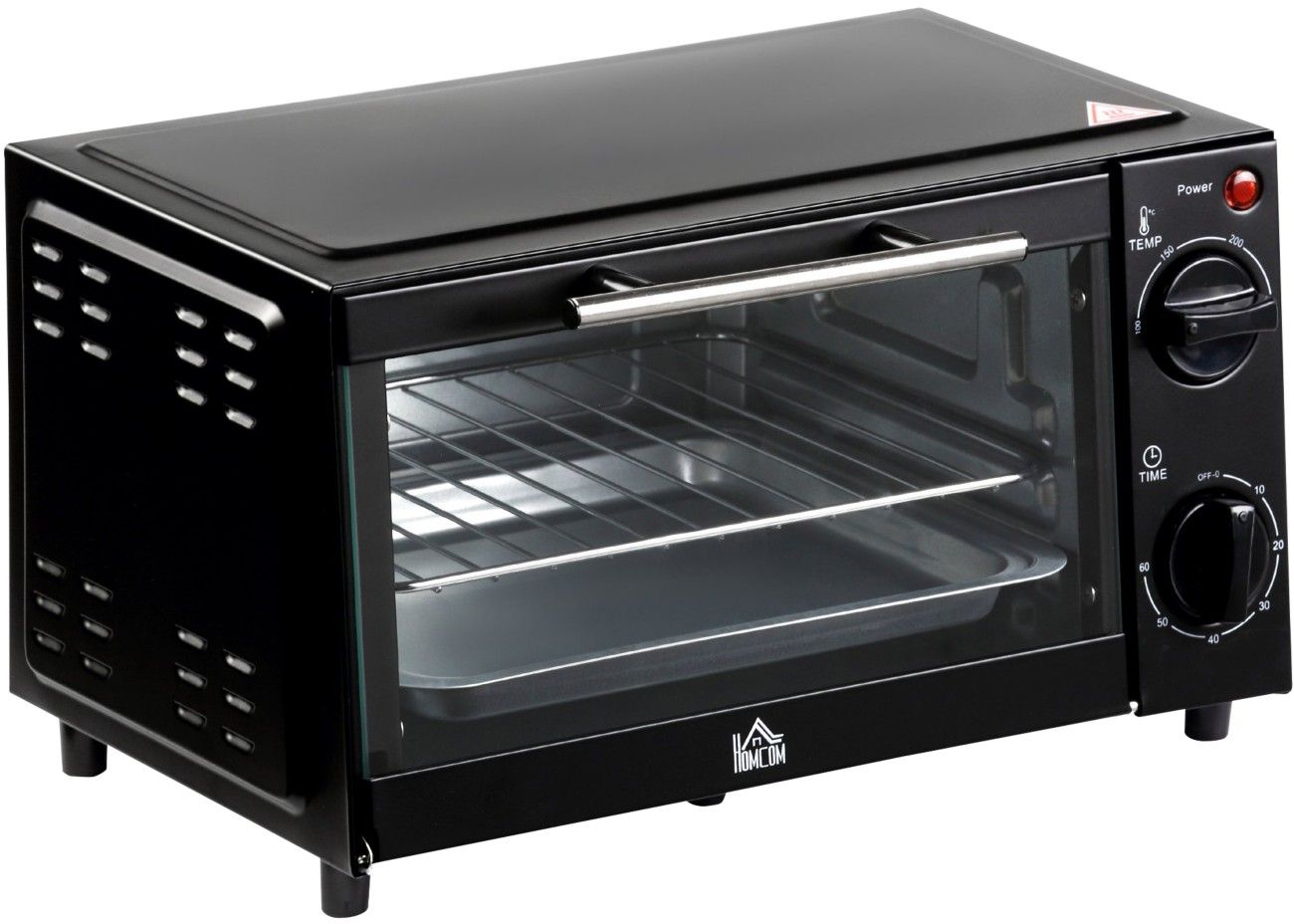 HOMCOM 9L Mini Electric Oven with Timer - Black - Image 1