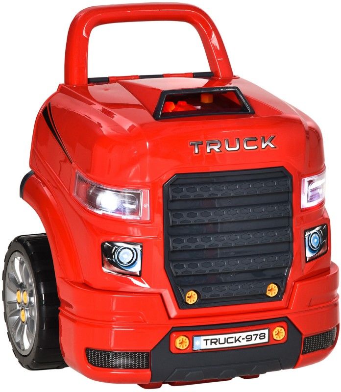 HOMCOM Kids Truck Engine Toy Set Educational Car Service Station Playset - Red - Image 1