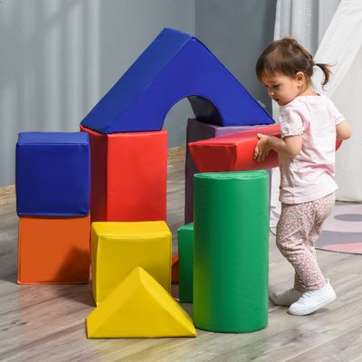 HOMCOM Soft Play Equipment for Toddlers, Soft Play Set - Red