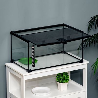 PawHut Reptile Glass Terrarium Reptile Breeding Tank - Black / 25cm
