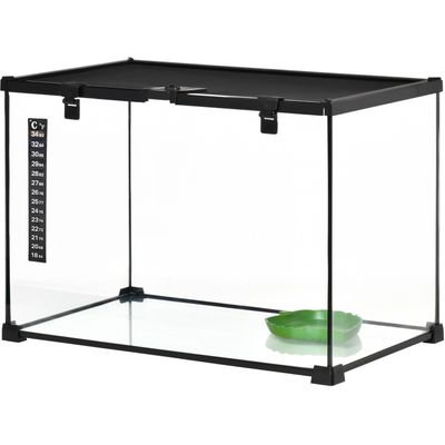 PawHut Reptile Glass Terrarium Reptile Breeding Tank - Black / 35cm