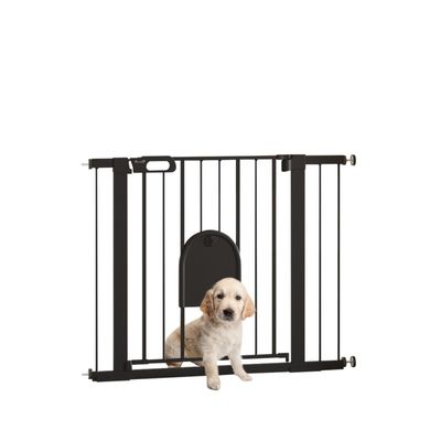 Extra Wide Pet Safety Gate, Stair Pressure Fit - Black / ABSMetalSteel