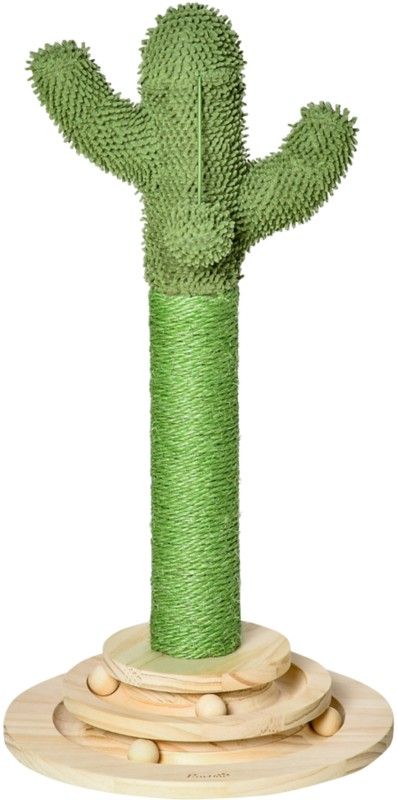 PawHut Cat Tree Cactus-shaped Tower Scratching Post - Green - Image 1