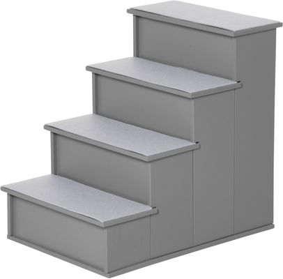 PawHut 4 Step Cushioned Pet Stairs - Grey