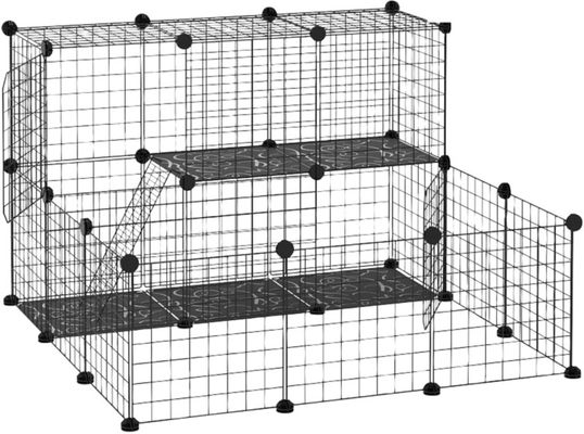 PawHut Pet Playpen with Door Customisable Fence - Black