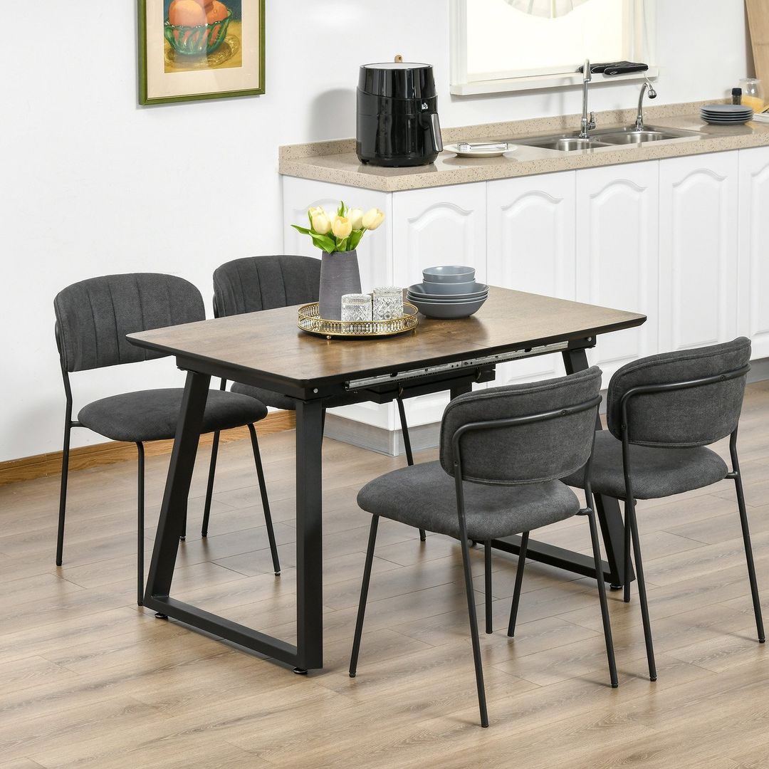 HOMCOM Extendable Dining Table Rectangular Wood Effect Tabletop - Natural wood finish - Image 1
