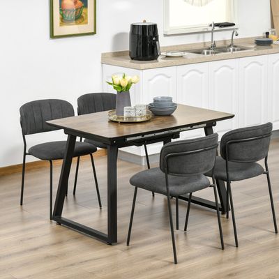 HOMCOM Extendable Dining Table Rectangular Wood Effect Tabletop - Natural wood finish