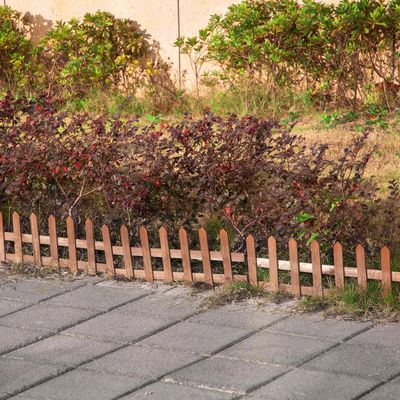Outsunny Pack of 12 Wooden Border Fences - Brown