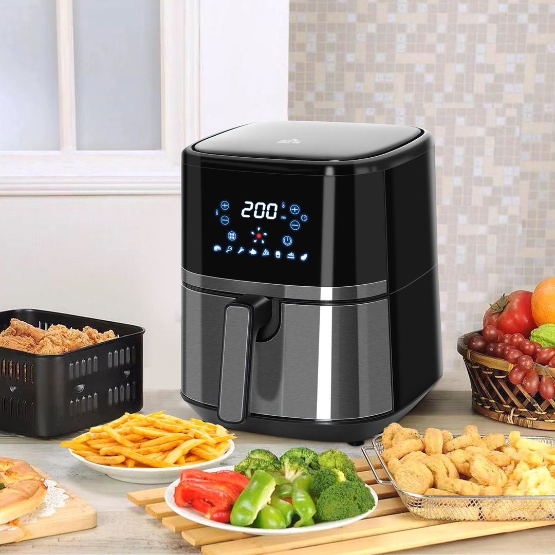 HOMCOM 4.5L Digital Air Fryer with 8 Programs - Black - Image 1