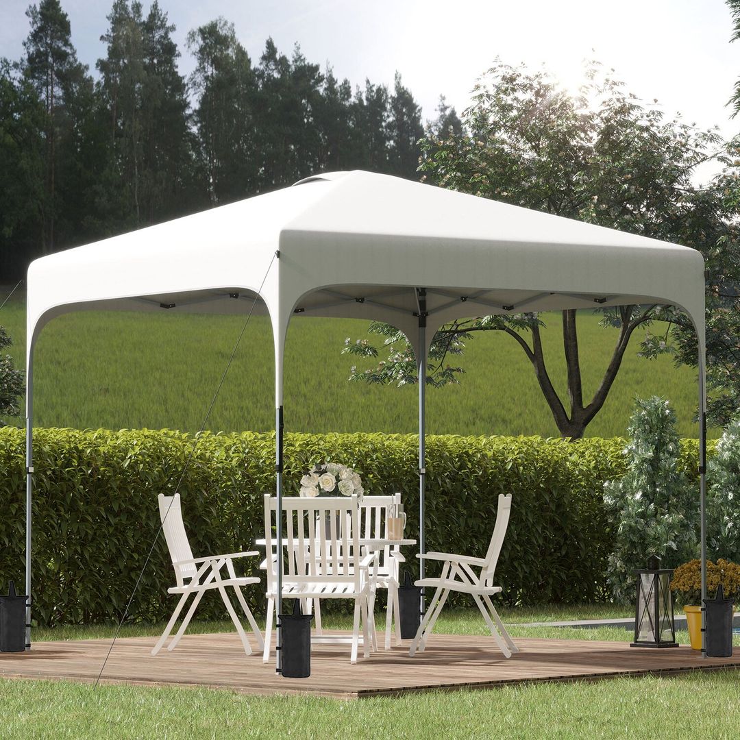 Outsunny Pop Up Gazebo Foldable Canopy Tent - White - Image 1