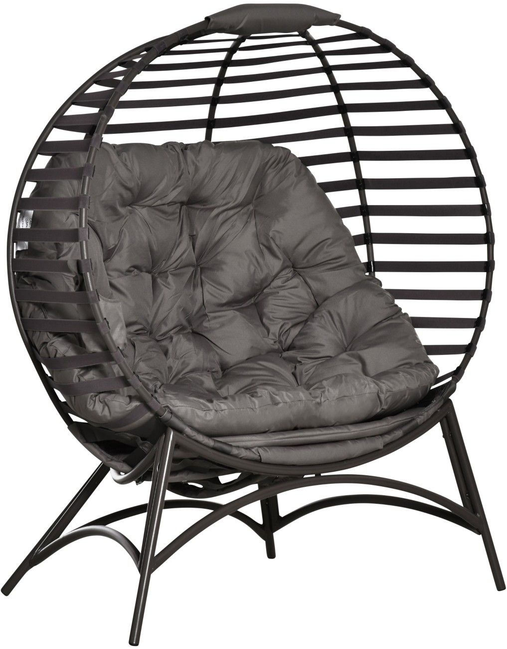 Outsunny Egg Chair with Soft Cushion, Steel Frame and Side Pocket - Brown - Image 1
