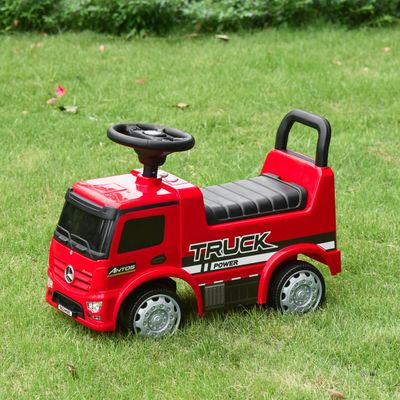 HOMCOM 3-in-1 Ride On Car Kids Mercedes Truck Storage for 12 - 36 Months - Red