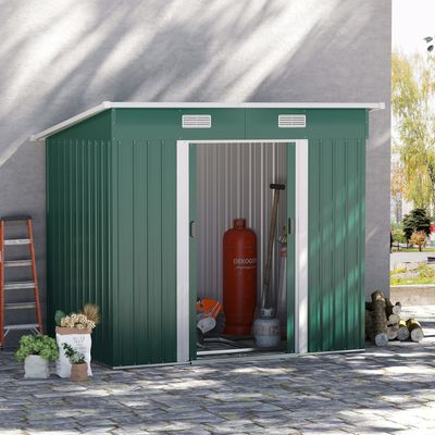 Outsunny 7 x 4ft Outdoor Garden Storage Shed, Tool Storage Box - Green