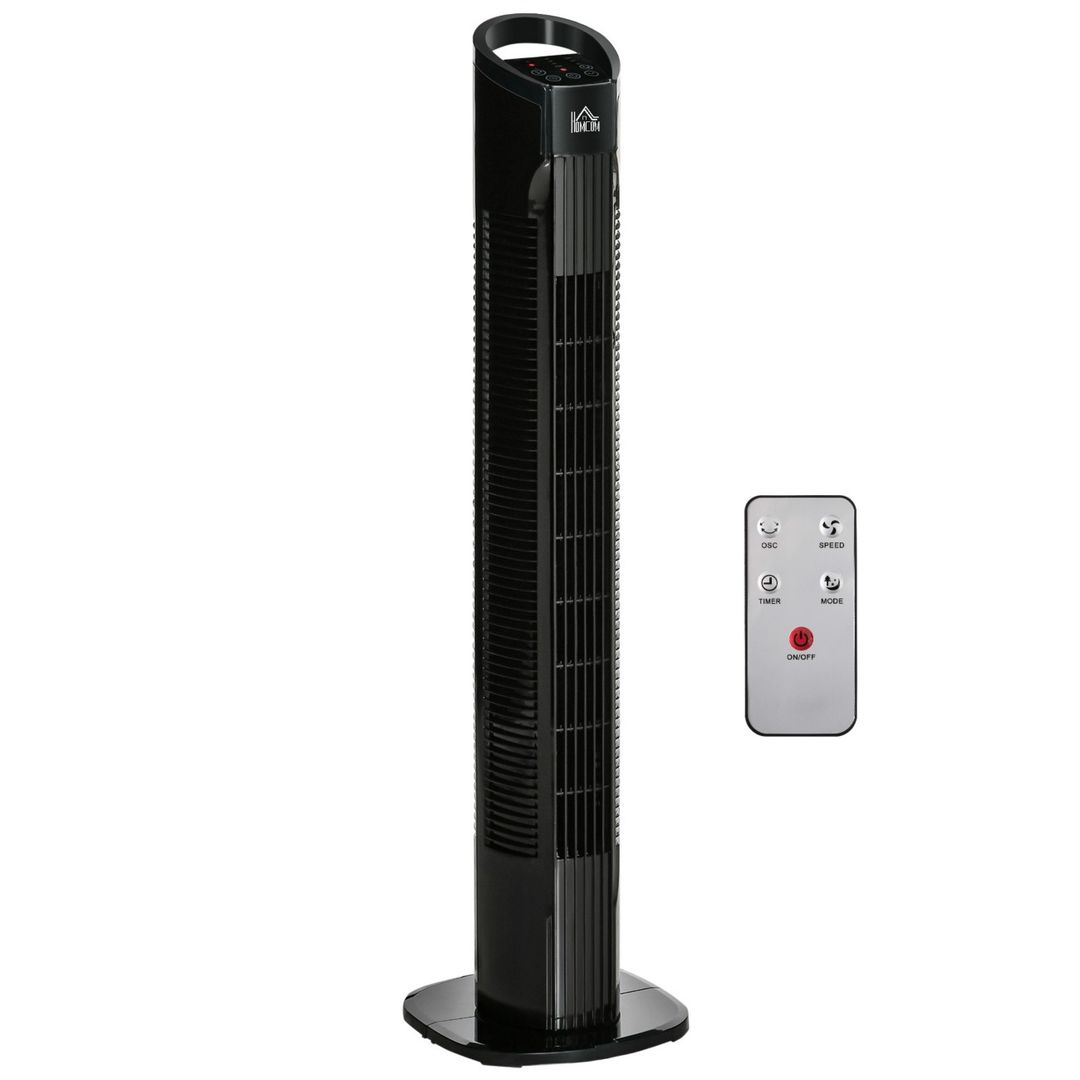 HOMCOM Tower Fan with 9 Setting 7.5h Timer 70 degree Oscillation - Black - Image 1