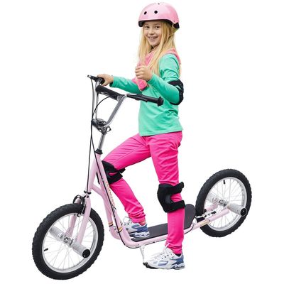 HOMCOM Teen Push Scooter Kids Children Stunt Scooter - Pink