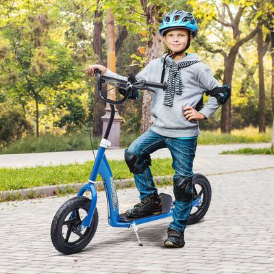 HOMCOM Teen Push Scooter Kids Stunt Scooter - Blue