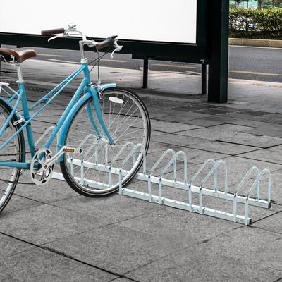 HOMCOM Bike Stand Parking Rack 2022 - Silver / 179L x 33W x 27H cm