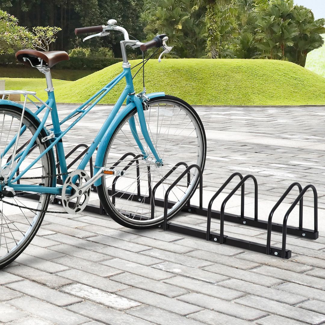 HOMCOM Bike Stand Parking Rack 2022 - Black / 179L x 33W x 27H cm - Image 1