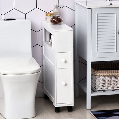 HOMCOM 71x16cm Narrow Bathroom Storage Unit - White