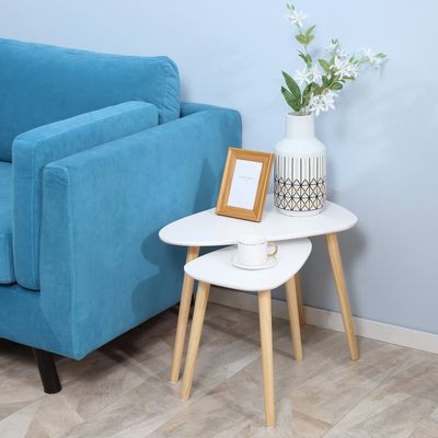 HOMCOM Side Table Set of 2 Modern End Coffee Bedside Tables White - White