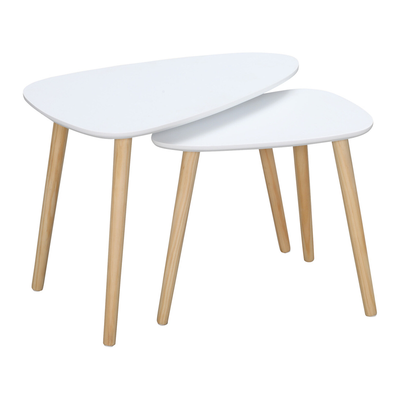 HOMCOM Side Table Set of 2 Modern End Coffee Bedside Tables White - White - Thumbnail 2