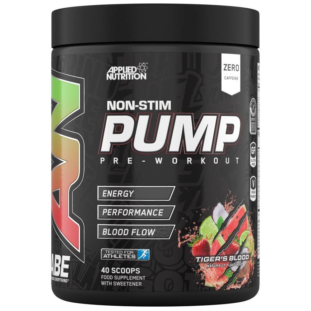 Applied Nutrition ABE Pump Pre Workout Zero Stim Powder Tiger's Blood 40 Servings - Image 1