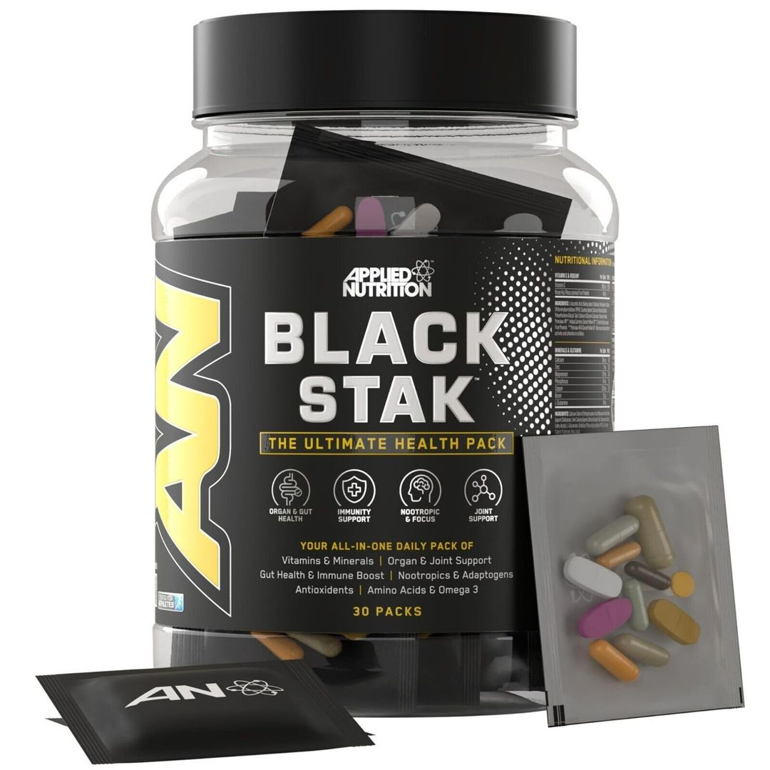 Applied Nutrition Black Stak Ultimate Health Pack Sachets - Unflavoured - 30 Servings - Image 1